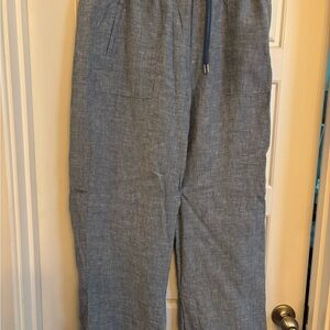 Athleta Blue Wide Leg Linen Pants